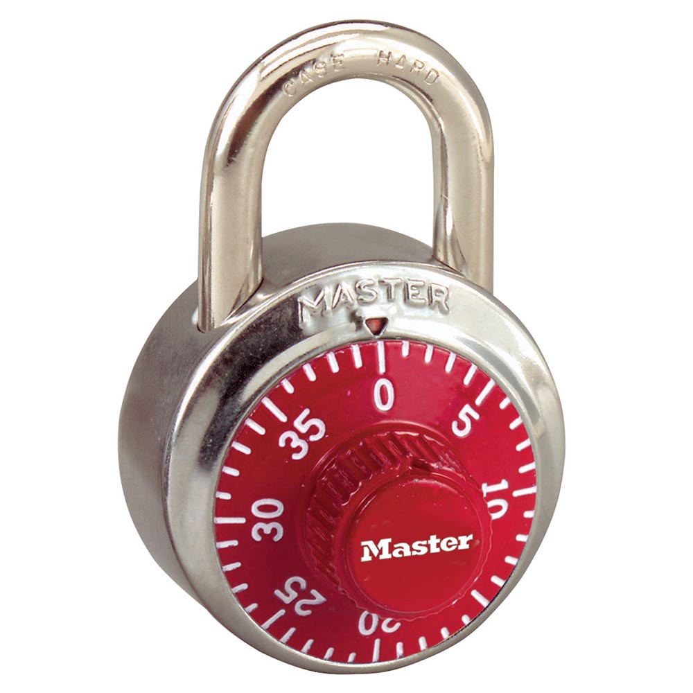 Master Lock 1502RED 1-7/8" (48mm) General Security Combination Padlock with Red Colored Dial