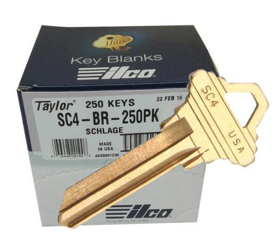 Ilco SC4-BR-250PK Schlage Brass Key Blank
