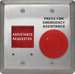 [CM-AF540SO] Camden Double gang, push/pull mushroom push button, red, 'Assistance Required', w/ LED annunciator and adjustable sounder, 'Assistance Requested' Add suffix 'F' to model number for French language