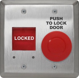 [CM-AF550R] Camden Double gang, mushroom push button, red, 'Push to Lock', w/ LED annunciator, 'Locked' Add suffix 'F' to model number for French language