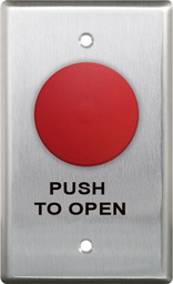 [CM-410R/3] Camden Mushroom Push Button, RED, S/G NC "PUSH TO OPEN" Lasered