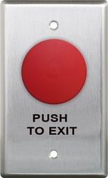 [CM-410R/7] Camden Mushroom Push Button, RED, S/G NC "PUSH TO EXIT" Lasered