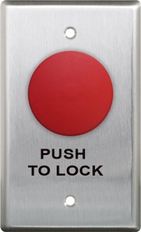 [CM-410R/8] Camden Mushroom Push Button, RED, S/G NC "PUSH TO LOCK" Lasered