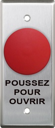 [CM-410NR/3F] Camden NARROW STAINLESS EXIT SWITCH, RED N/C, POUSSEZ POUR OUVRIR