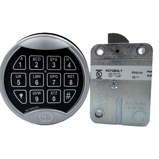 [QKR50N9] NL Lock QKR50N9 Large Rotobolt with Premier II Keypad Satin Chrome Dia 9 User Board