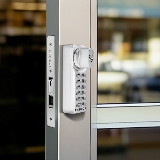 [SK15-31/32-DB-CLR] Easilok SK15 Key Override Mecahnical Keypad Lock 31/32 Backset Deadbolt Silver Finish 