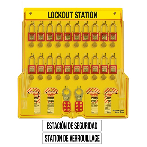[1484BP410FRC] Master Lock 1484BP410FRC French/English 20-Lock Station. 410RED Zenex™ Thermoplastic Padlocks.