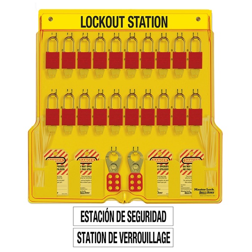 [1484BP1106FRC] Master Lock 1484BP1106FRC French/English 20-Lock Station. A1106RED Aluminum Padlocks 