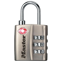 [4680DNKL] Master Lock TSA-Accepted Combination Padlocks 3 Dial, Set-Your-Own Combination Nickel